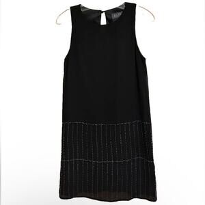 ASTR Dress Womens XS Beaded Mini Sleeveless Cocktail Keyhole Cutout Black LBD